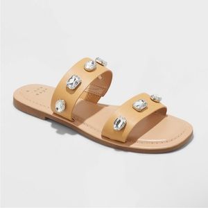 NWT Women’s Brit Two Band Embellished Sandals - A New Day